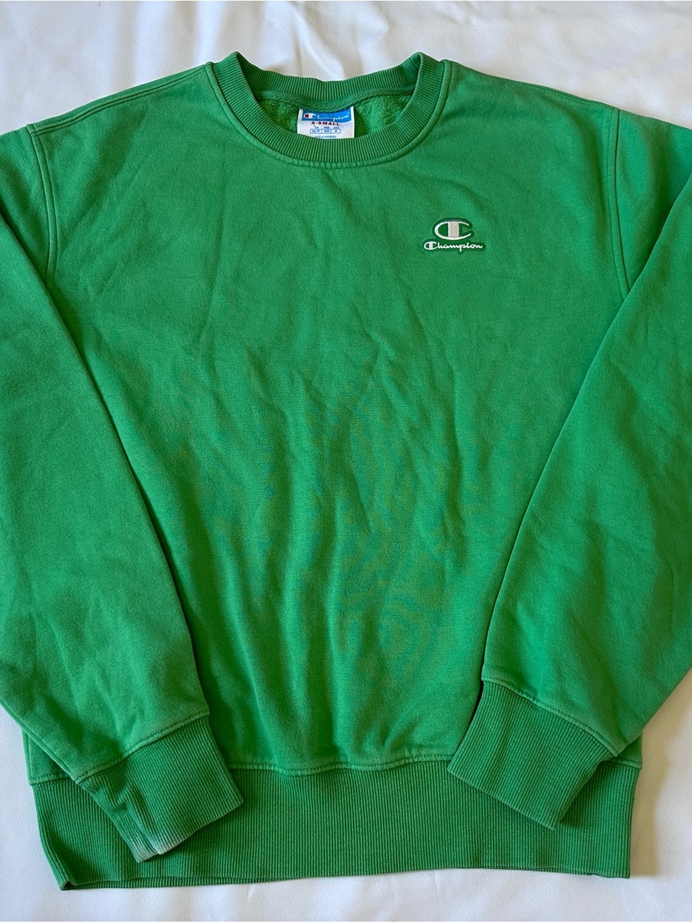Champion Crewneck Sweatshirt in Bright Green with Embroidered Logo